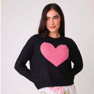 NWT PJ Salvage Heart Crew Neck Sweater Relaxed Fit Small Medium Stripes